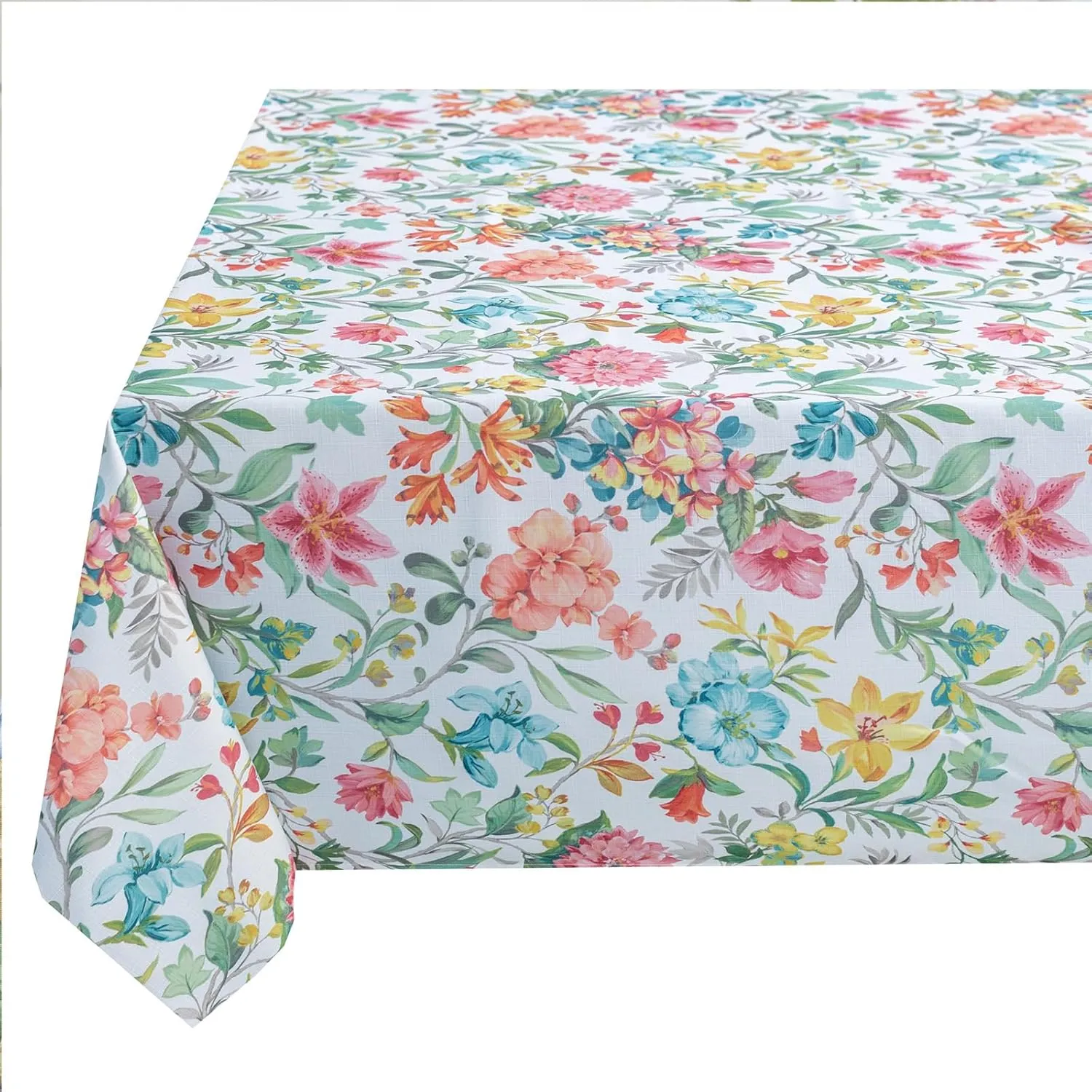 Benson Mills Spillproof Spring/Summer Durable Heavyweight Fabric Indoor Outdoor Tablecloth, Washable Table Cloth for Rectangle Tables, Picnic/Patio Table Covers (60" x 120" Rectangular, Jillian)