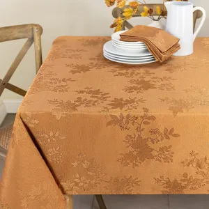 Benson Mills Tablecloth, Countryside Leaves Damask Fabric Table Cloth for Fall, Harvest & Thanksgiving (Amber, 60" x 84" Rectangular)
