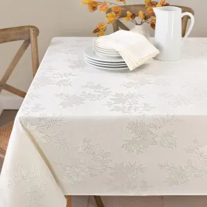 Benson Mills Tablecloth, Countryside Leaves Damask Fabric Table Cloth for Fall, Harvest & Thanksgiving (Ivory, 60" x 84" Rectangular)