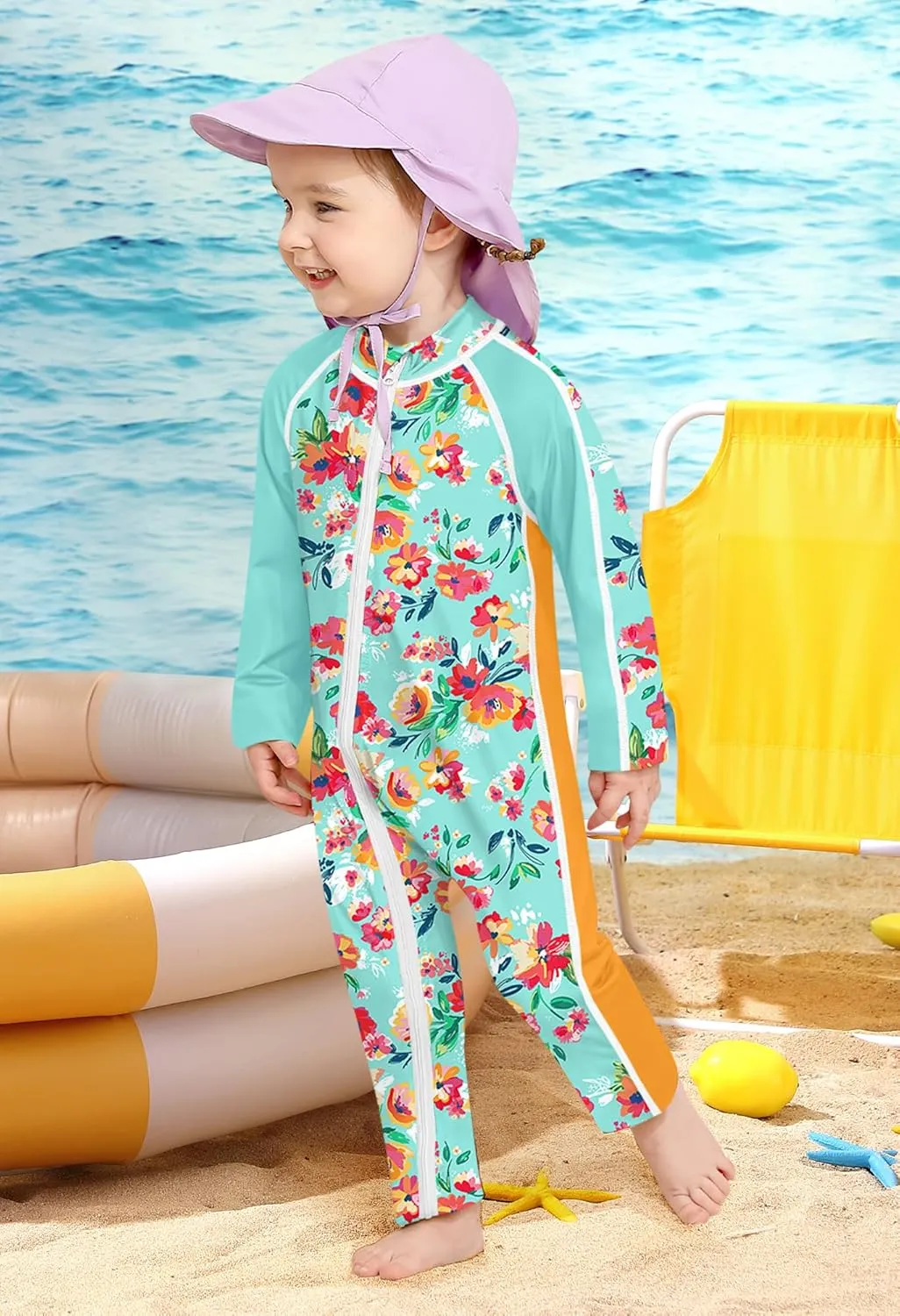 BesserBay Unisex Baby UPF 50  Long Sleeve Zip Up One Piece Swimsuit 0-36 Months