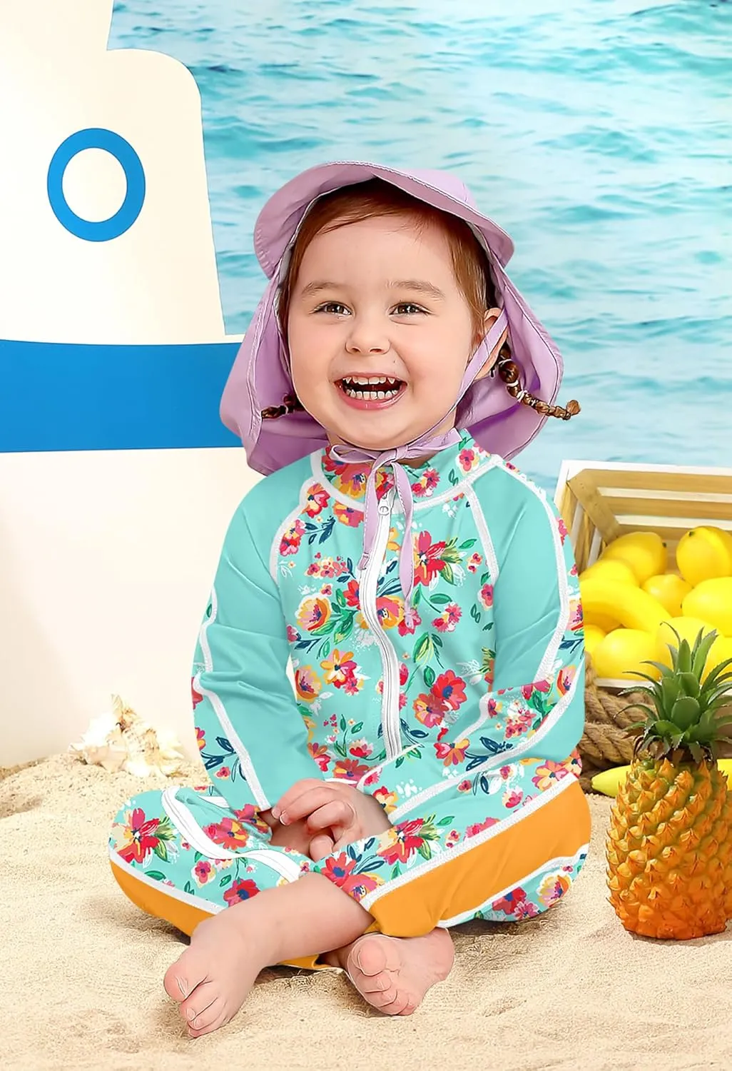 BesserBay Unisex Baby UPF 50  Long Sleeve Zip Up One Piece Swimsuit 0-36 Months
