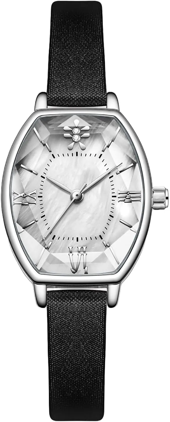 BESTKANG Womens Watch Elegant Dainty Leather Band Watches for Women Analog Quartz Watch Tonneau Dress Ladies Wrist Watch