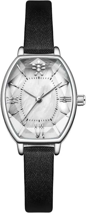 BESTKANG Womens Watch Elegant Dainty Leather Band Watches for Women Analog Quartz Watch Tonneau Dress Ladies Wrist Watch