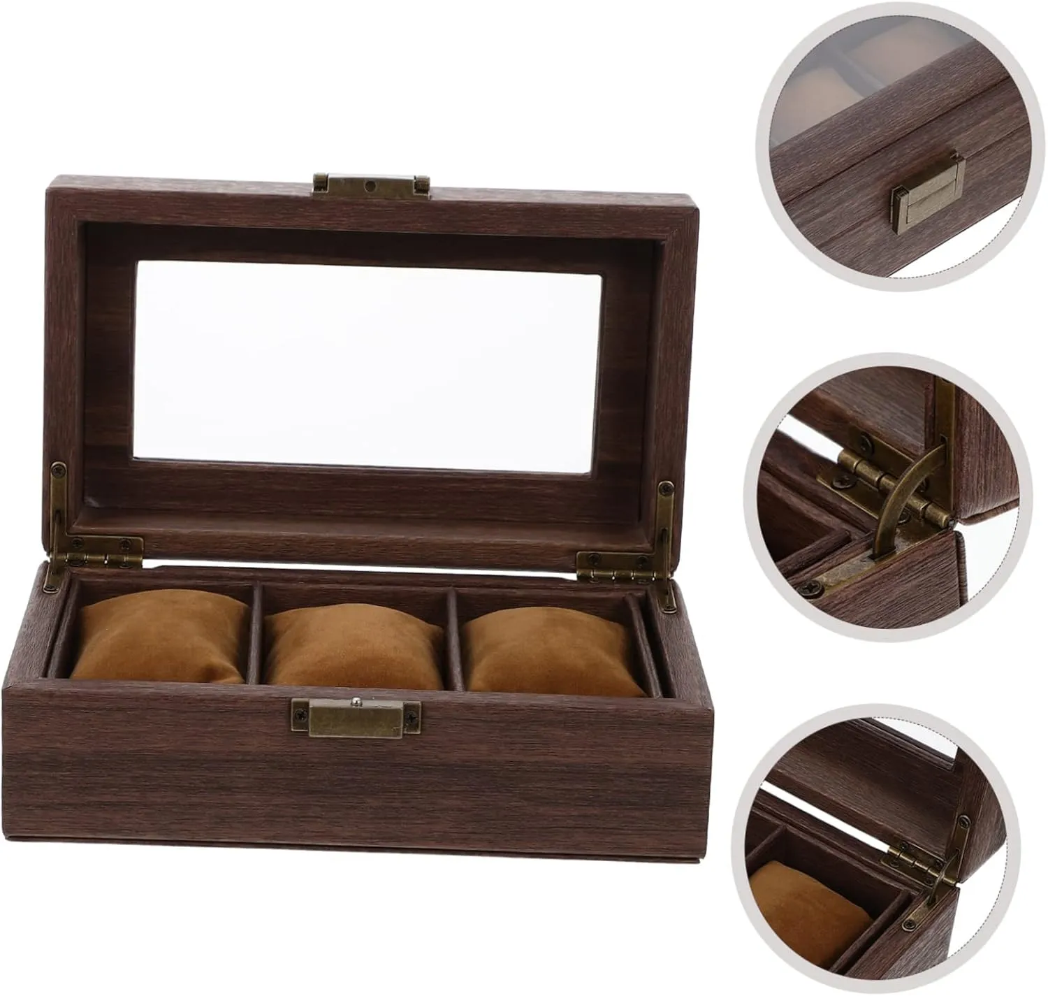 BESTYASH Desktop Wood Watch Box Elegant Jewelry Organizer Cushion Lining for Watches and Bracelets Compact Design for Easy Storage and Travel Stylish Display Case for Women and Couples