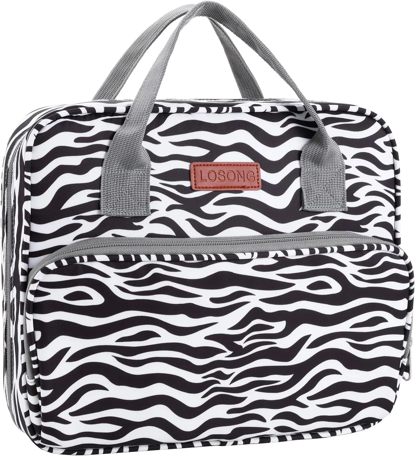Bible Cover for Women, Large Bible Carrying Book Case with Handle & Multi-Pockets Organizer Church Tote for Girls Catholic Christian Gifts, Fits for Study Bible Bag Zebra