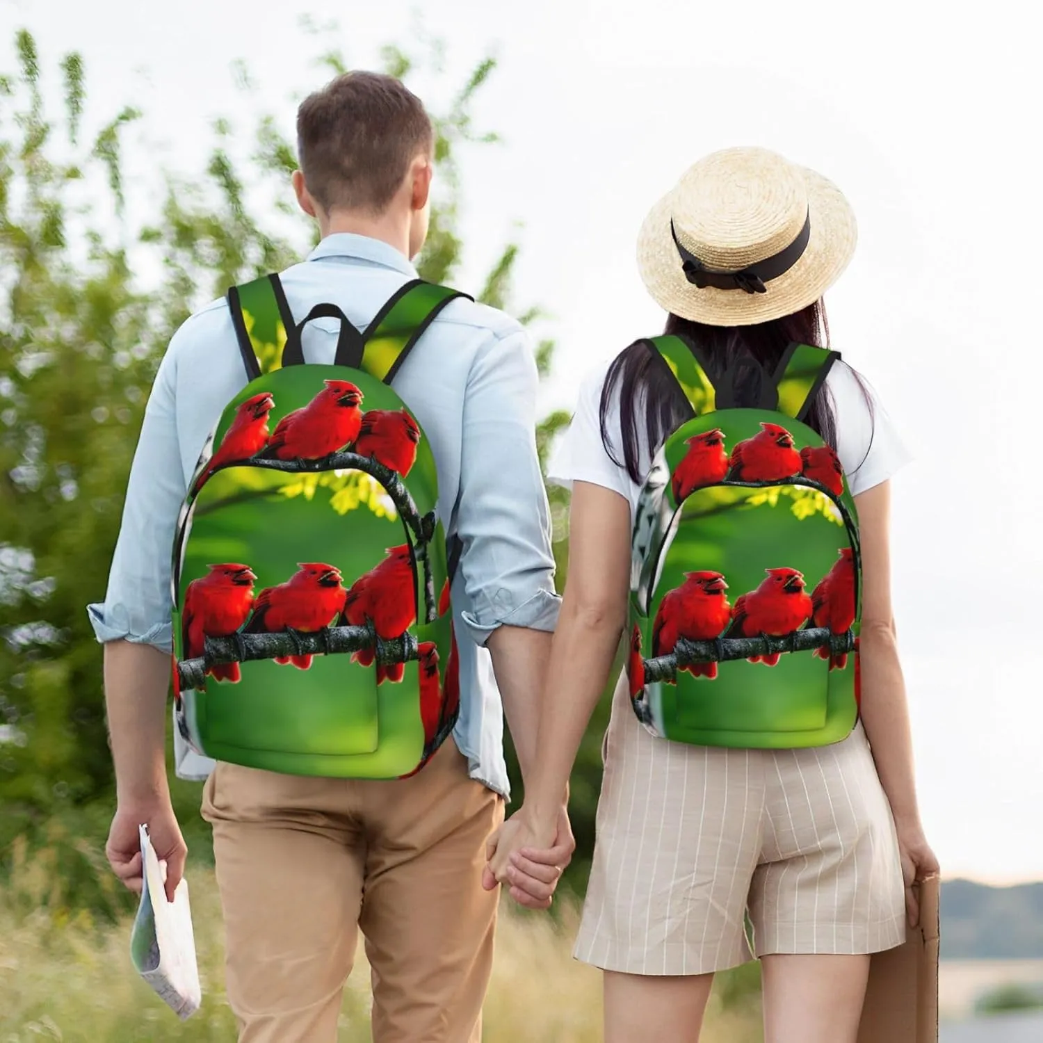 Birch Trees Print Stylish Canvas Backpack,Travel Backpack With Pockets,For Hiking And Daily Use