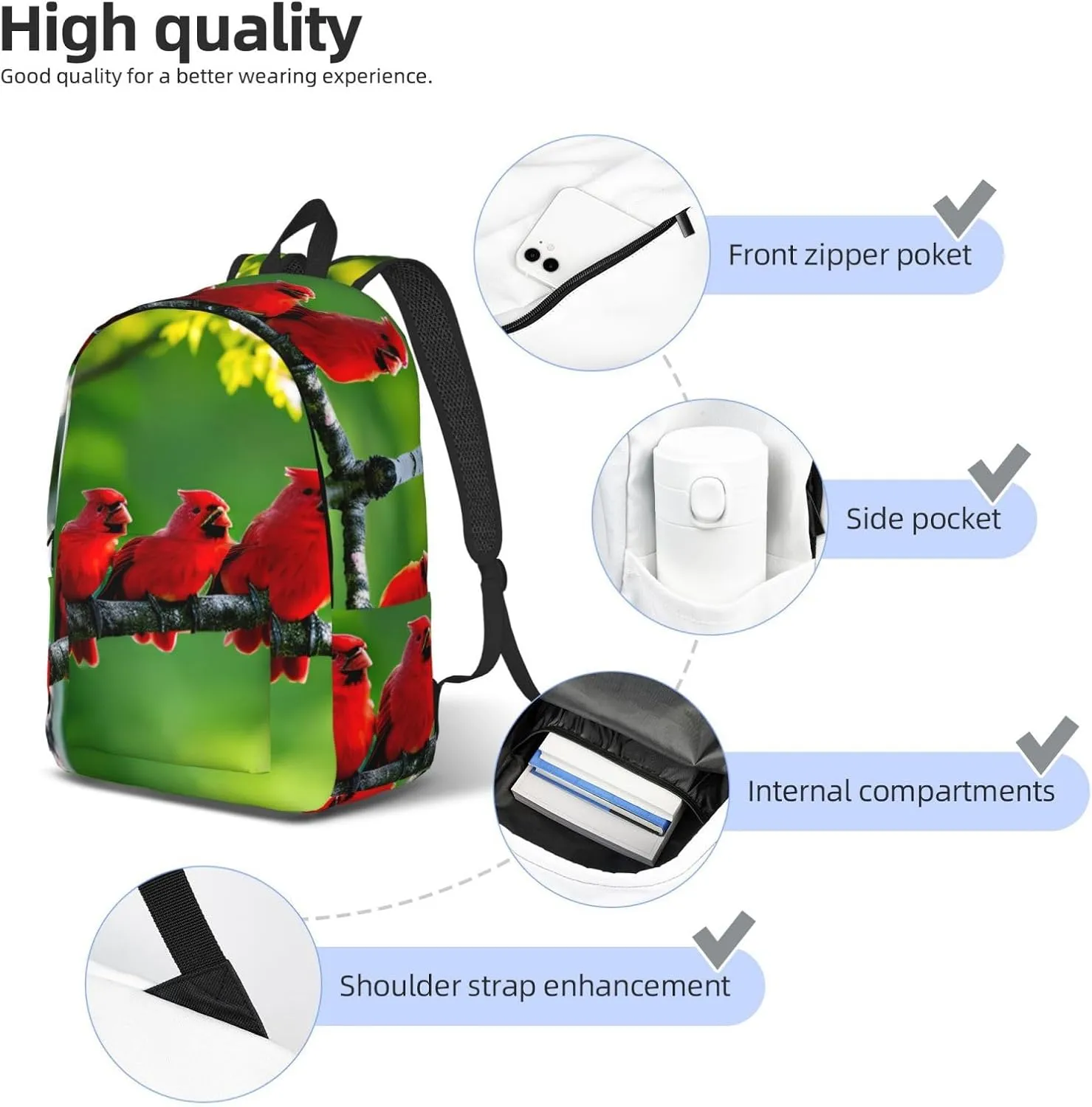 Birch Trees Print Stylish Canvas Backpack,Travel Backpack With Pockets,For Hiking And Daily Use