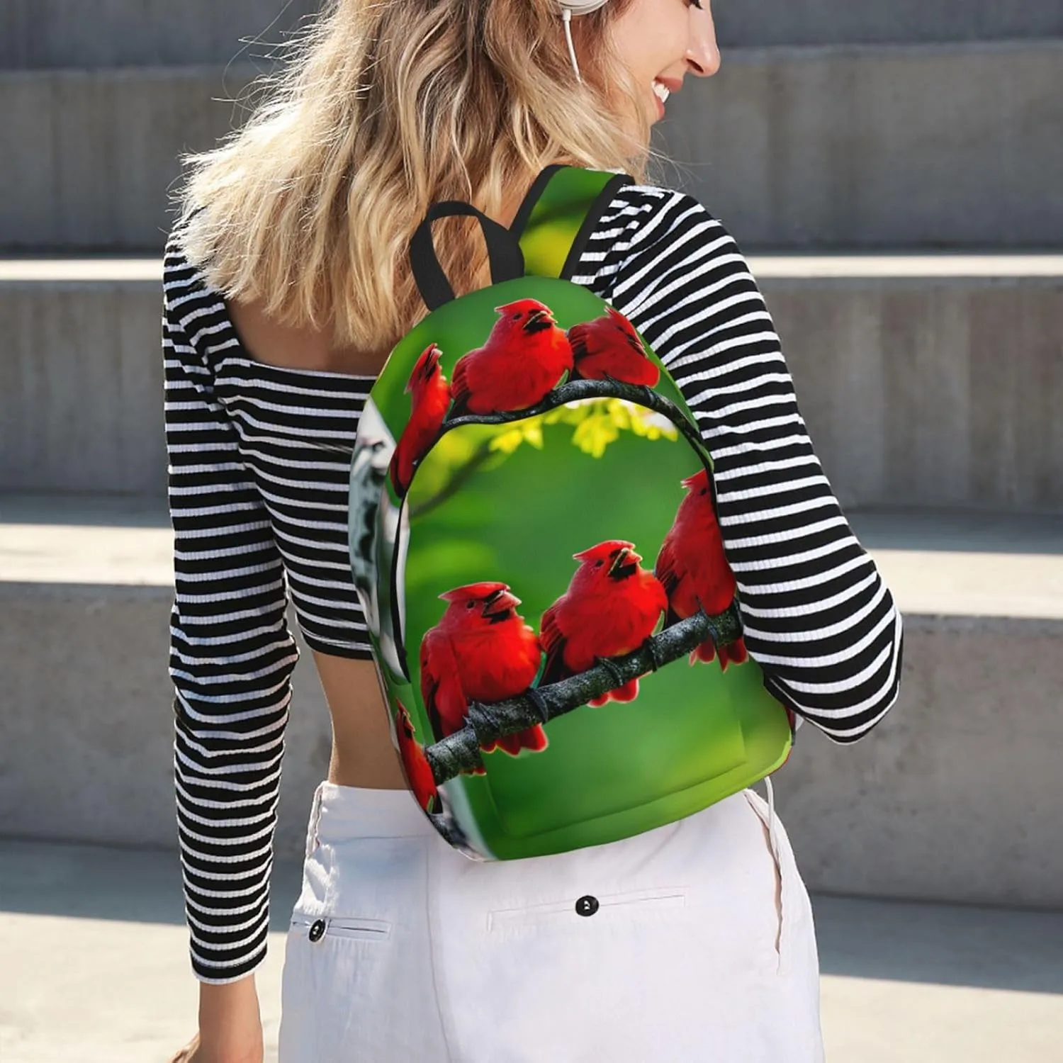 Birch Trees Print Stylish Canvas Backpack,Travel Backpack With Pockets,For Hiking And Daily Use