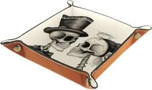 Black & White Skull Lover Small Stacking Jewelry Organizer Trays, Desk Drawer Organizer Tray, Earring Tray, Bracelet Tray, Key Tray