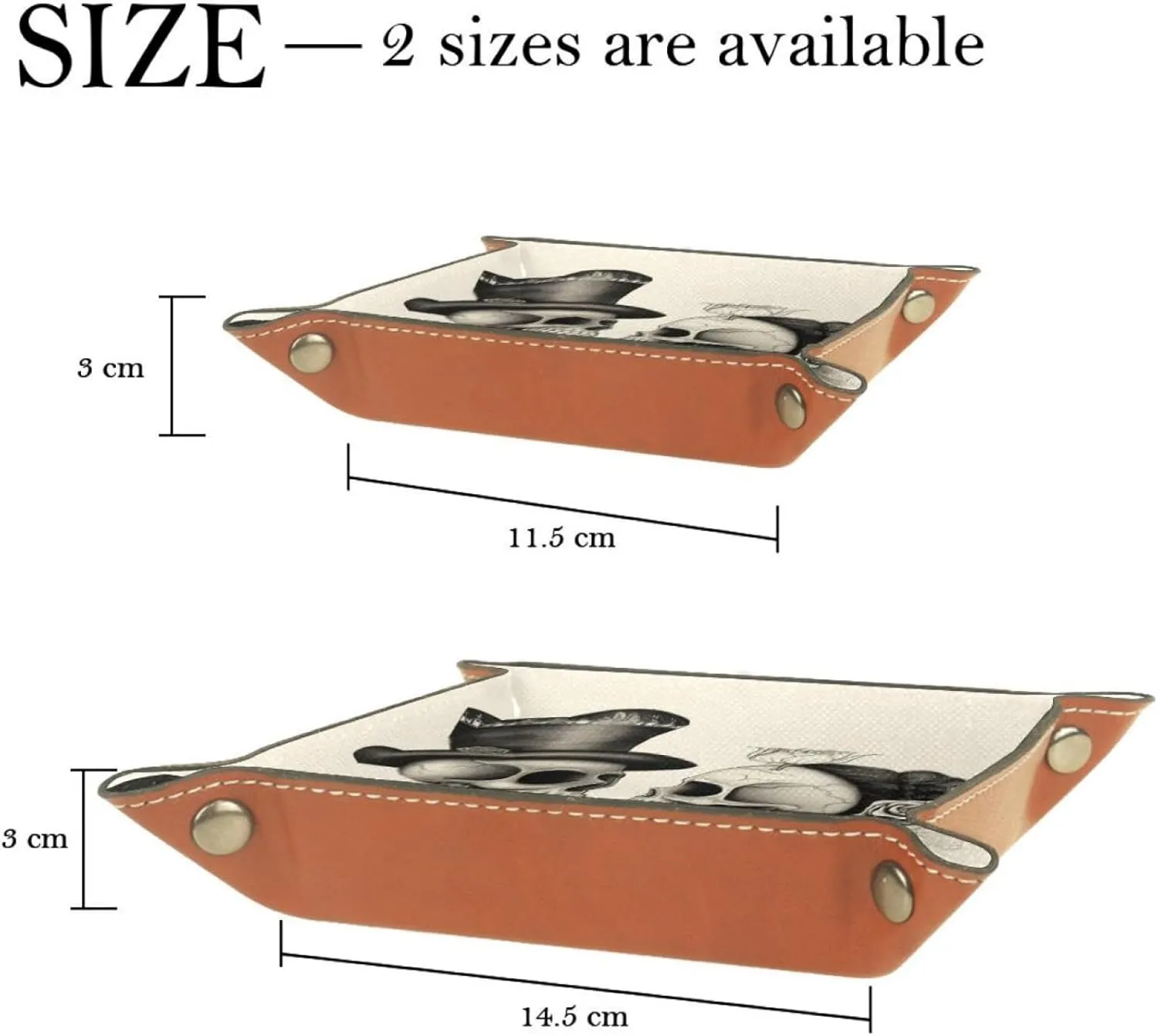 Black & White Skull Lover Small Stacking Jewelry Organizer Trays, Desk Drawer Organizer Tray, Earring Tray, Bracelet Tray, Key Tray
