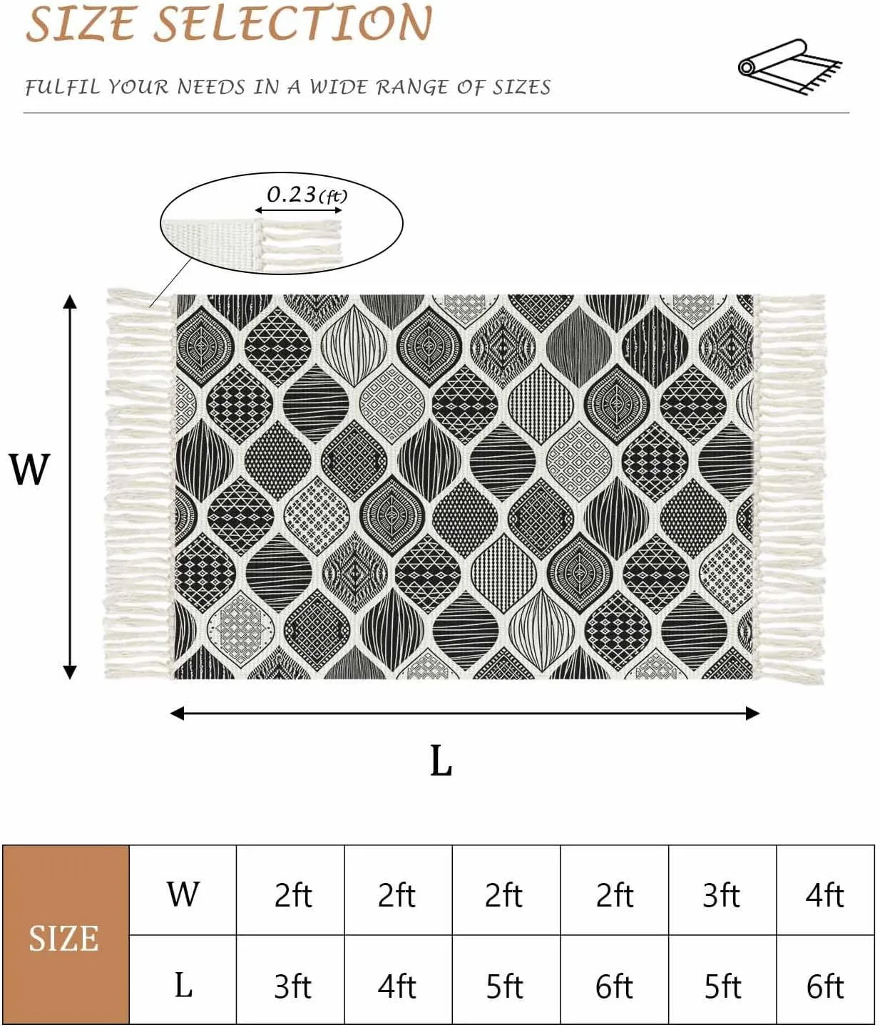 Black Boho Kitchen Hallway Runner Rug 2X5 Ft Carpet, Washable Woven Throw Carpet with Tassel, Vintage Farmhouse Tribal Abstract Plaid Art Non-Shedding Entryway Laundry Rugs