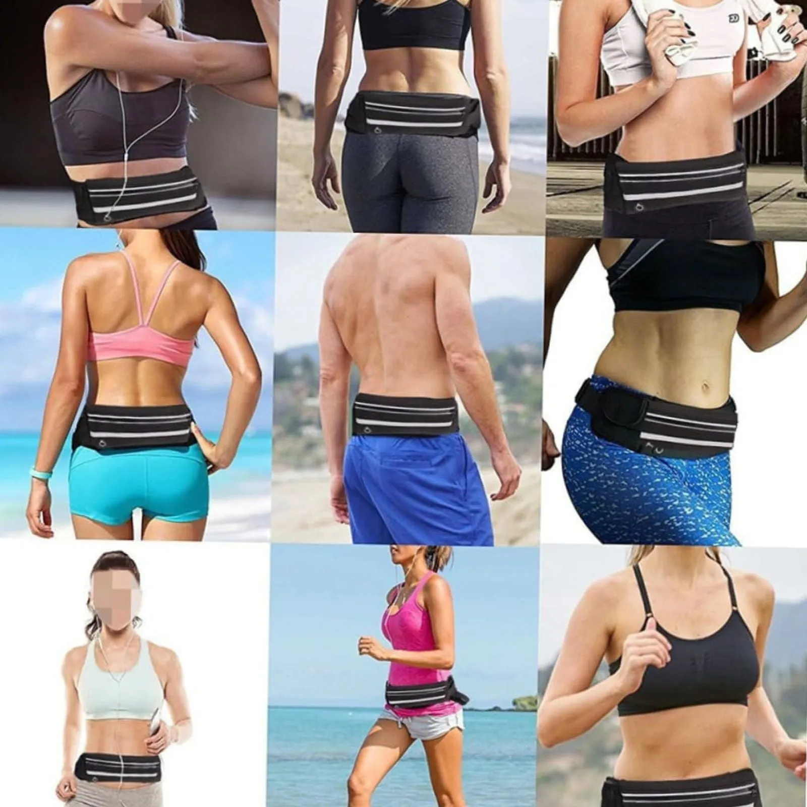 Black Fanny Pack Waist Belt Waterproof Money Wallet Zip Pouch Running Bum Bag