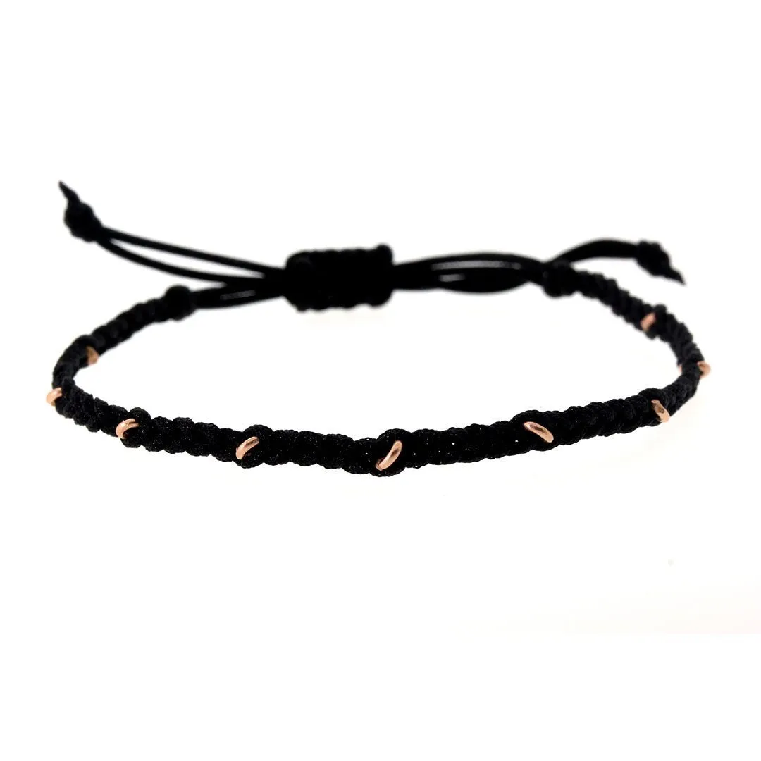 Black Macrame and Rose Gold Bracelet