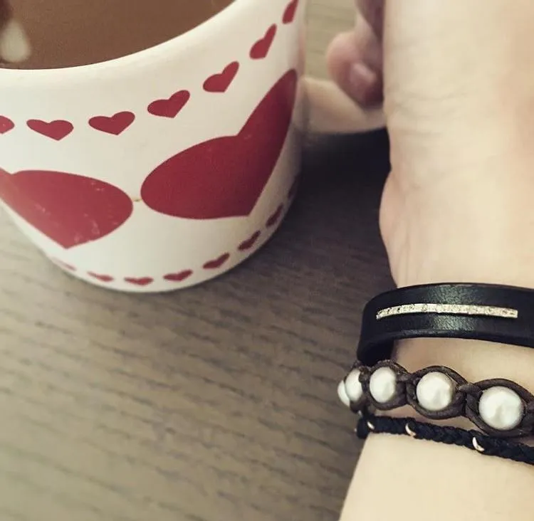 Black Macrame and Rose Gold Bracelet