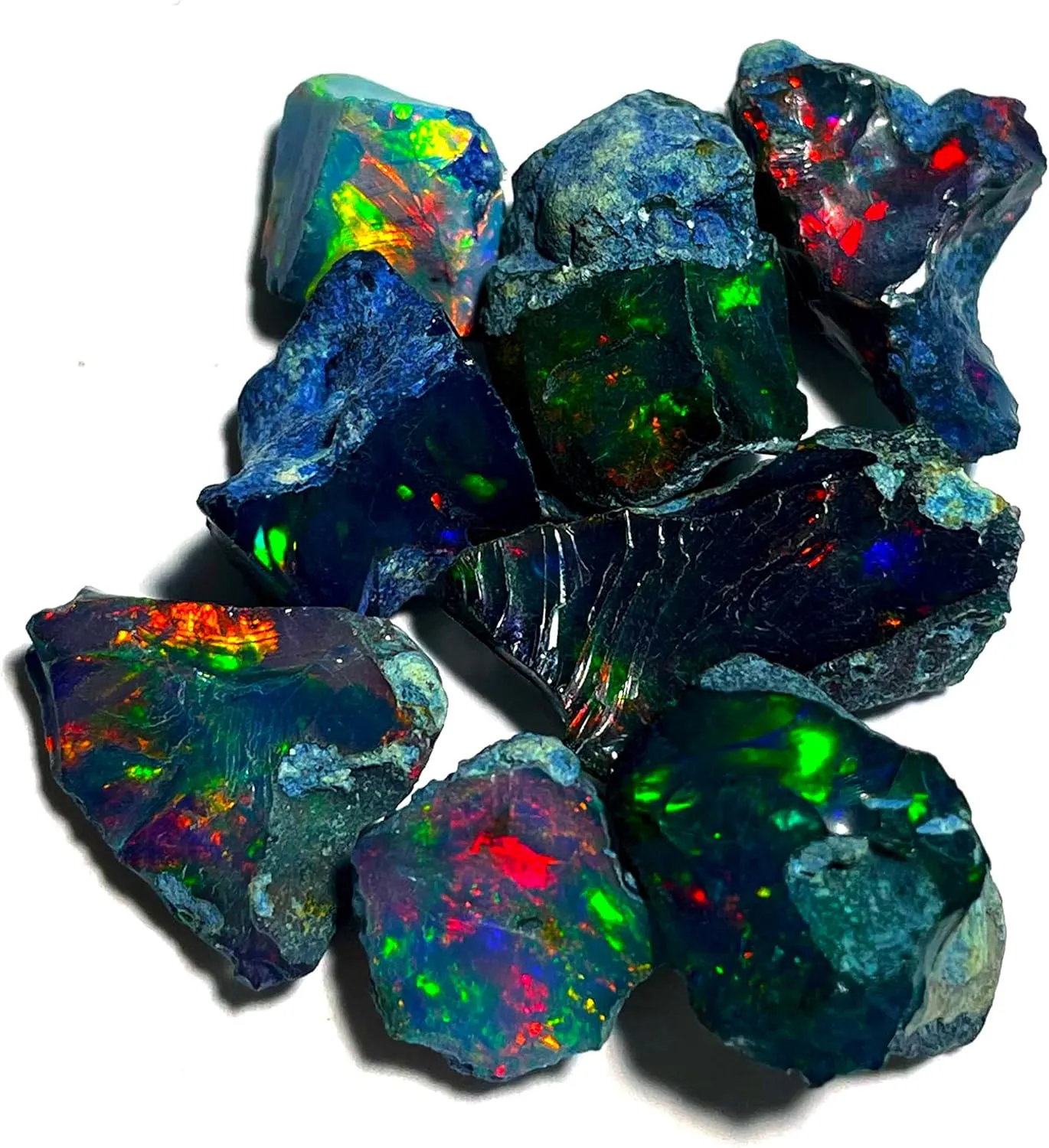 Black Opal Rough 5 Pcs 7x10 mm AAA Quality Black Opal Raw,Natural Ethiopian Opal Gemstone Rough, Welo Multi Fire BlackOpal
