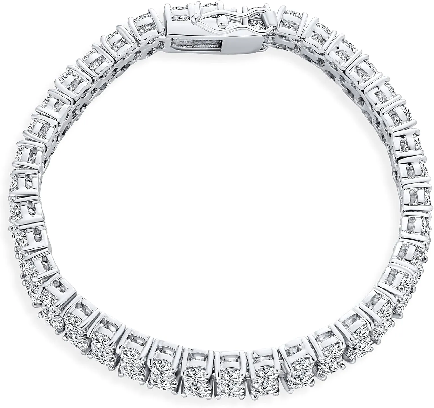 Bling Jewelry Classic Fashion Bridal Multi Row Wide Graduated Cubic Zirconia Cluster AAA CZ Statement Bracelet Silver Plated Perfect for Prom, Wedding or any Special Occasion.