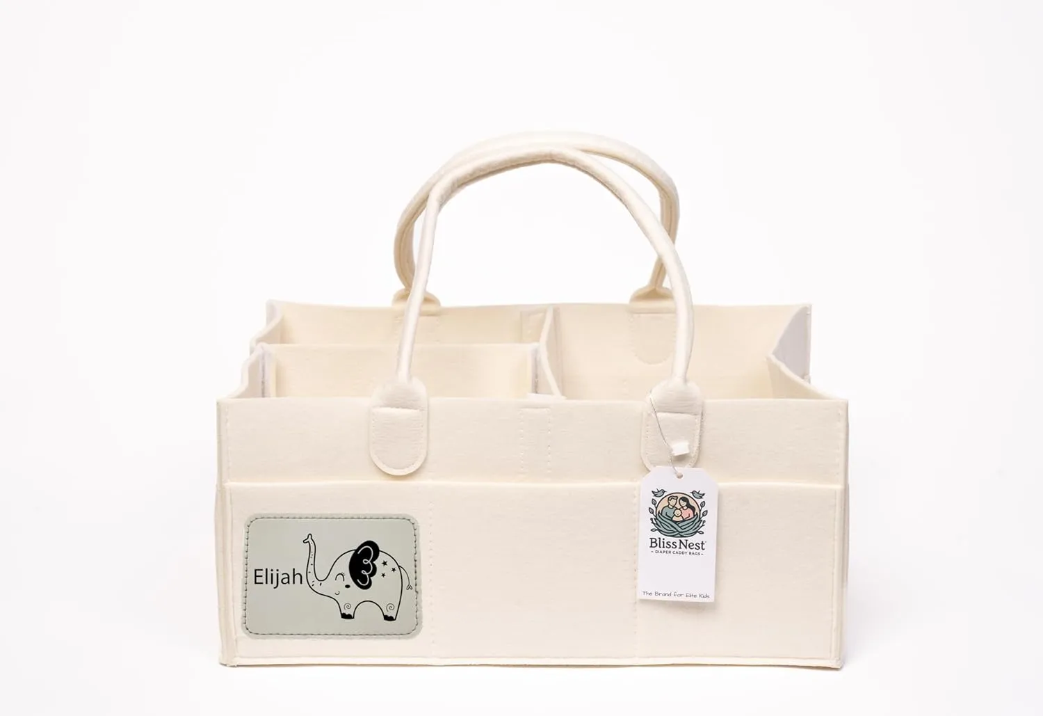 BLISS & NEST CO. Baby Organizer Nursery Storage Diaper Bag, Car Caddy, Customizable Gift, Newborn Essentials, Parenting Helper, Multi-Functional Storage, Baby Shower Present, (White, Large)