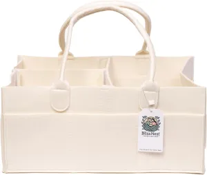 BLISS & NEST CO. Baby Organizer Nursery Storage Diaper Bag, Car Caddy, Customizable Gift, Newborn Essentials, Parenting Helper, Multi-Functional Storage, Baby Shower Present, (White, Large)