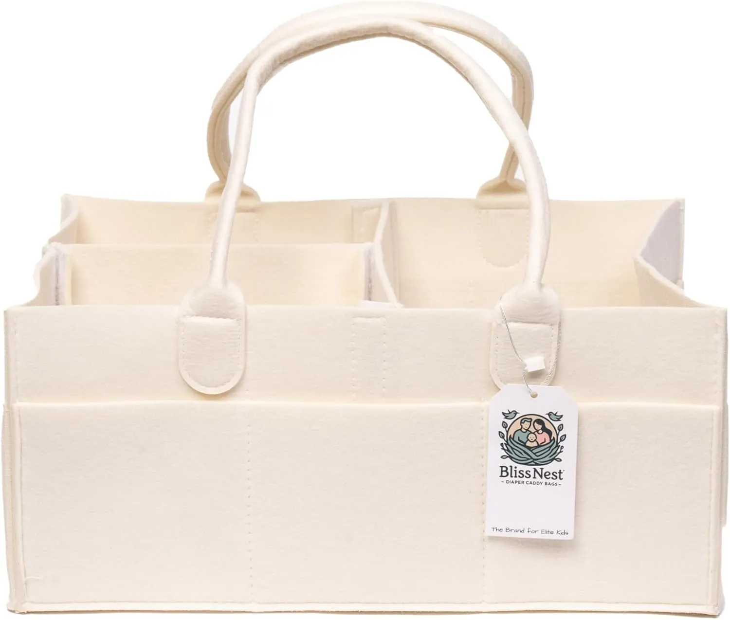 BLISS & NEST CO. Baby Organizer Nursery Storage Diaper Bag, Car Caddy, Customizable Gift, Newborn Essentials, Parenting Helper, Multi-Functional Storage, Baby Shower Present, (White, Large)