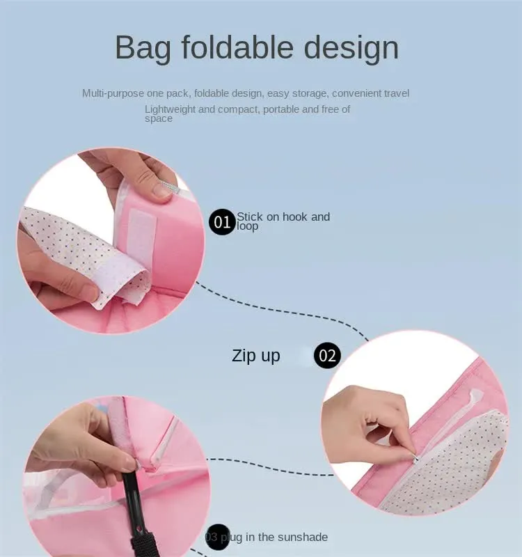 Blue Portable Multi-Purpose Baby Bed and Diaper Backpack – Lightweight, Waterproof, Canvas   Polyester Material, Travel Essential for Moms(With mosquito net and small toys)