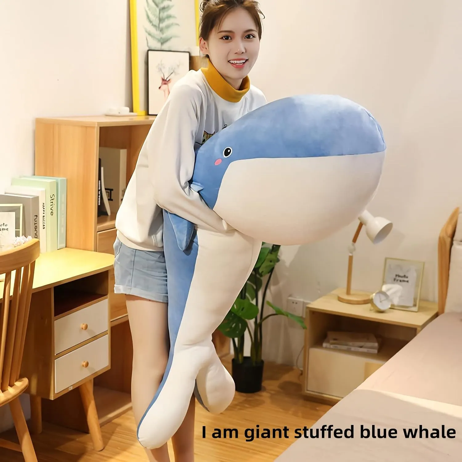 Blue Whale Plush Toy, Large Stuffed Animal, 31.4IN Super Soft Body Pillow, Whale Stuffed Animal for Girls & Boys