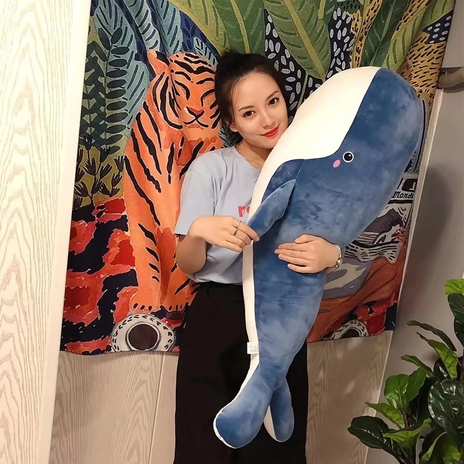 Blue Whale Plush Toy, Large Stuffed Animal, 31.4IN Super Soft Body Pillow, Whale Stuffed Animal for Girls & Boys