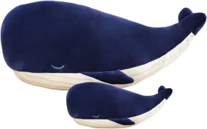 Blue Whale Plush Toy Soft Whale Dolphin Hugging Pillow Cute Plush Doll Toy Back Cushion Children Birthday Gift (45cm 25cm=17.71inch 9.84inch)