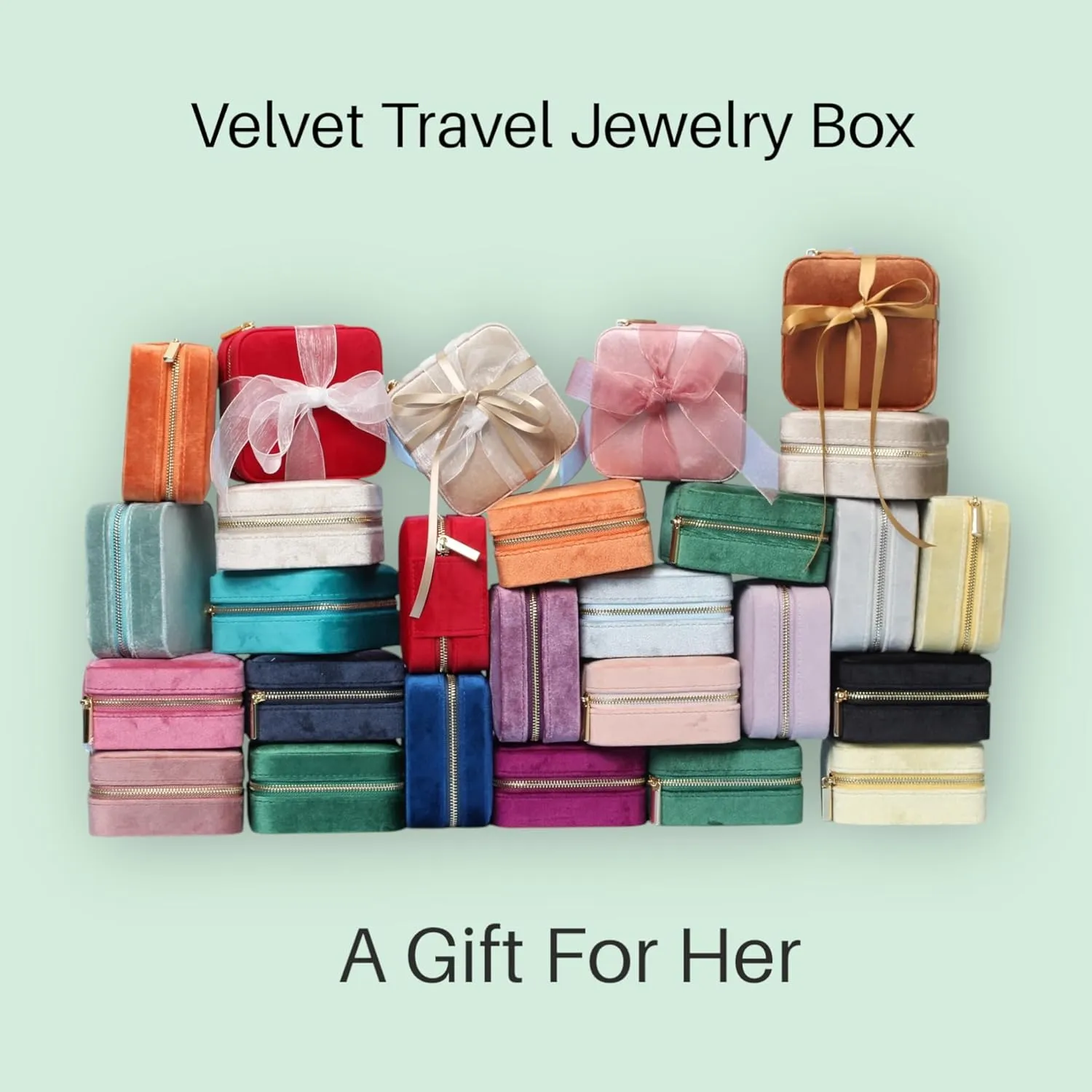 BLUTETE Travel Jewelry Box Organizer Velvet Travel Case With Mirror Ring Earrings Necklaces Storage Organizer Box (Lemon Yellow)