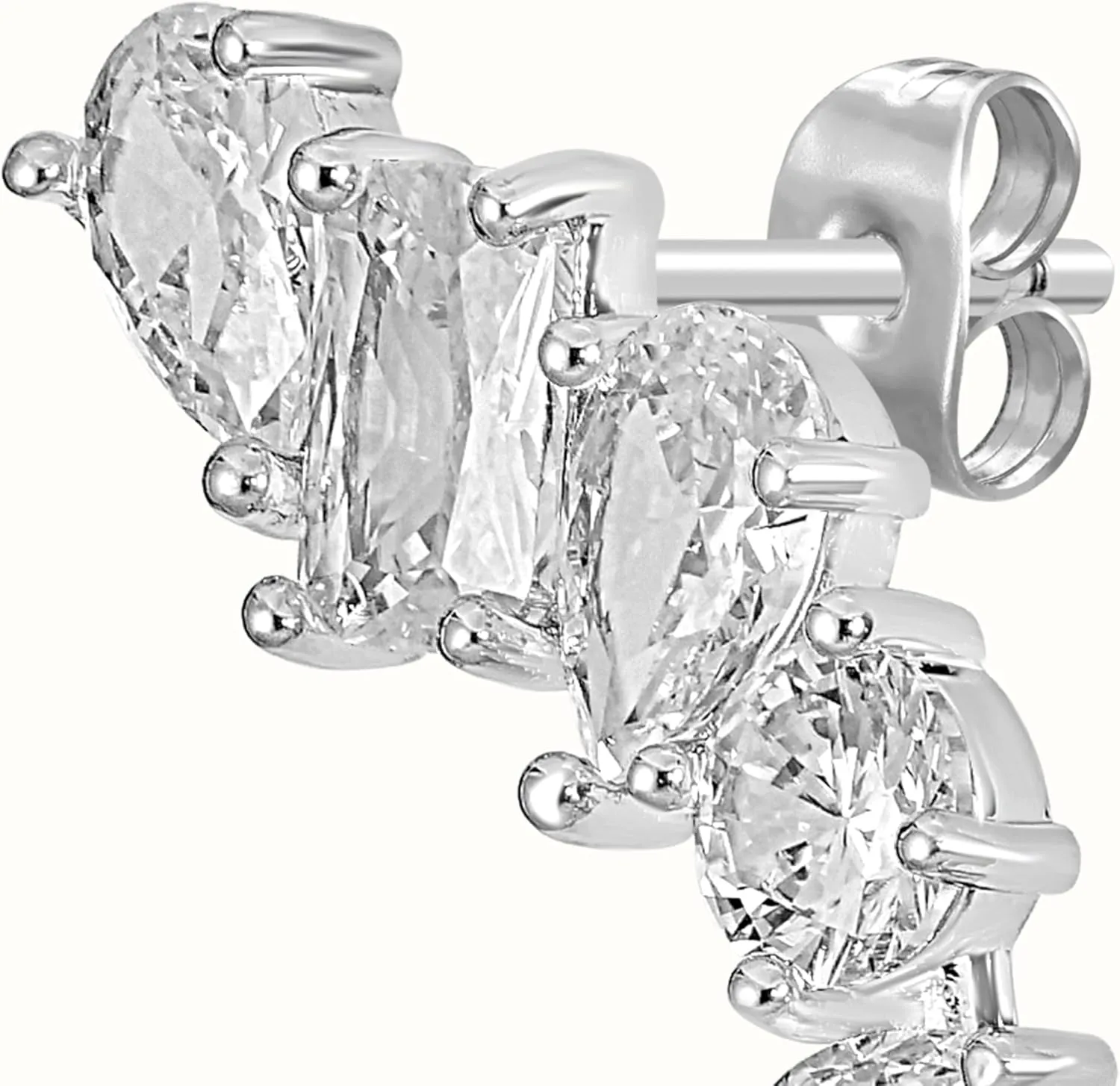 Bob Mackie Jewelry White Gold over Brass Multi-Stone Cubic Zirconia Hoop Earrings