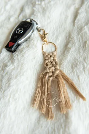 Boho Macramé Purse Key Chain Charm - Solid RTS