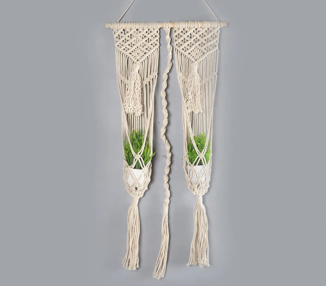 Boho Macrame Wall Hanging Dual Planter