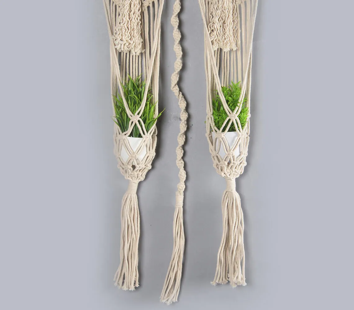 Boho Macrame Wall Hanging Dual Planter