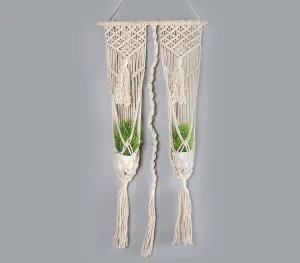 Boho Macrame Wall Hanging Dual Planter