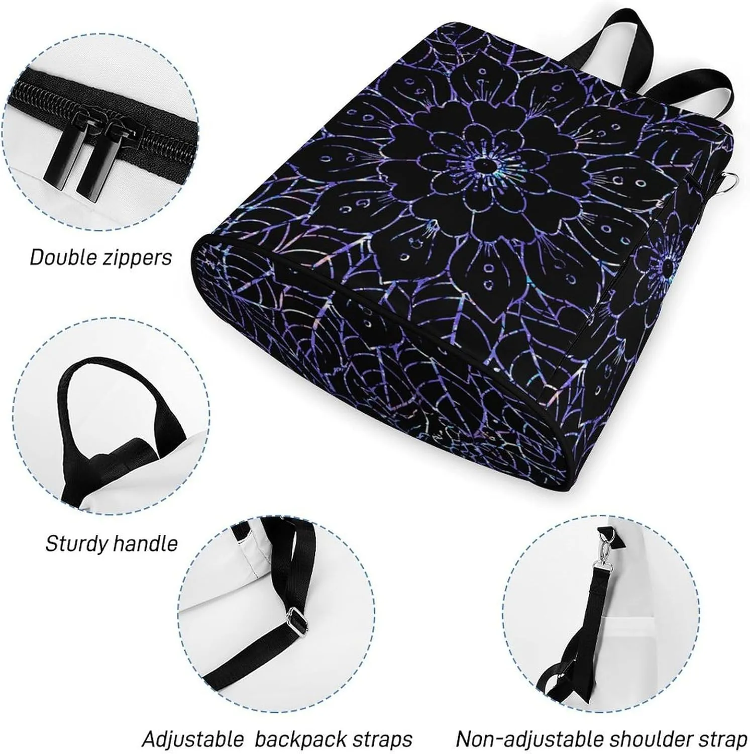 Boho Mandala Backpack Purse for Women Anti Theft Fashion Back Pack Handbag Ladies Shoulder Bag