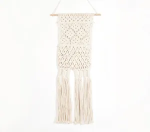 Boho Neutral-toned Macrame Wall Hanging with Pocket