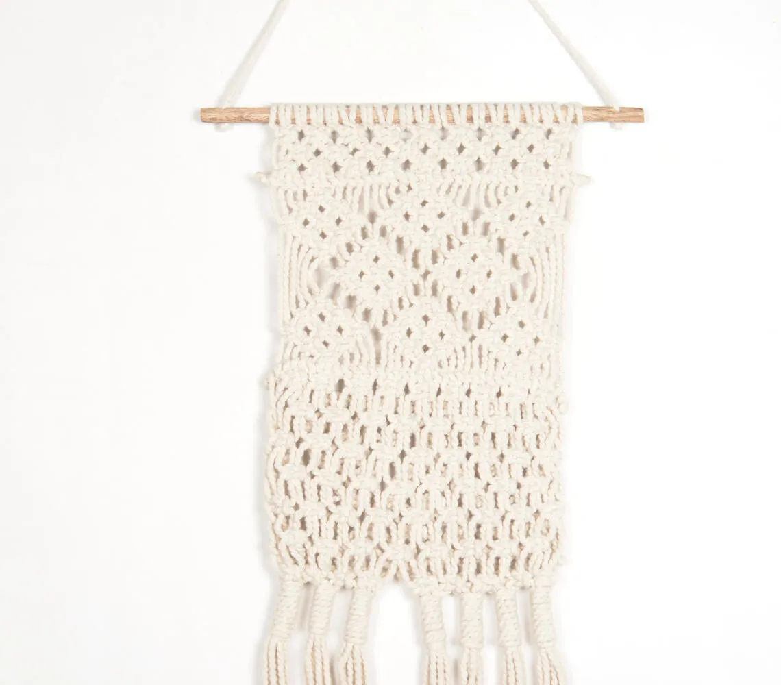 Boho Neutral-toned Macrame Wall Hanging with Pocket