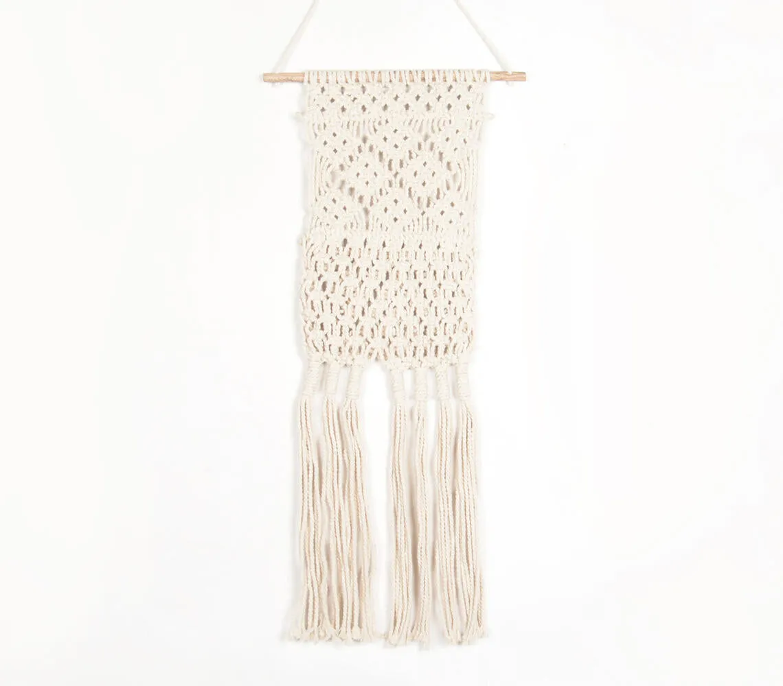 Boho Neutral-toned Macrame Wall Hanging with Pocket