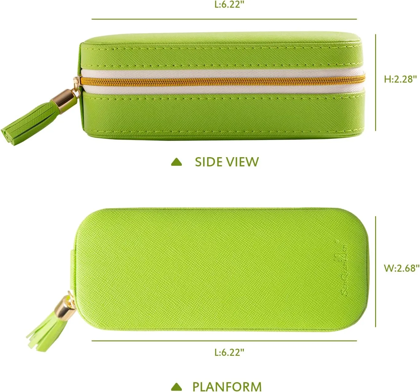 BONNY DODO Small Travel Jewelry Organizers Box for Women with PU Leather Portable Mini Jewelry Case with Compartments for Necklace Rings Earrings,Luxury Giftable Boxes (Grass green, S)
