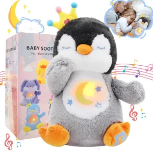 Breathing Stuffed Animal, Soothe Snuggle Penguin Plush, Sleep Buddy Soothing Breathing Stuffed Penguin for Anxiety Adults and Kids, Penguin Plushie with Realistic Breathing and Lights Music
