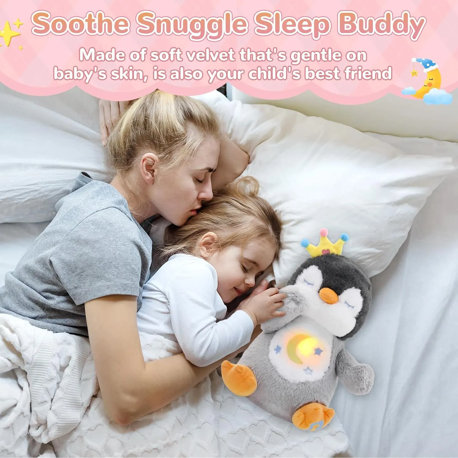 Breathing Stuffed Animal, Soothe Snuggle Penguin Plush, Sleep Buddy Soothing Breathing Stuffed Penguin for Anxiety Adults and Kids, Penguin Plushie with Realistic Breathing and Lights Music
