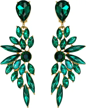 BriLove Women's Wedding Bridal Crystal Teardrop Multi Marquise Cluster Bling Dangle Earrings