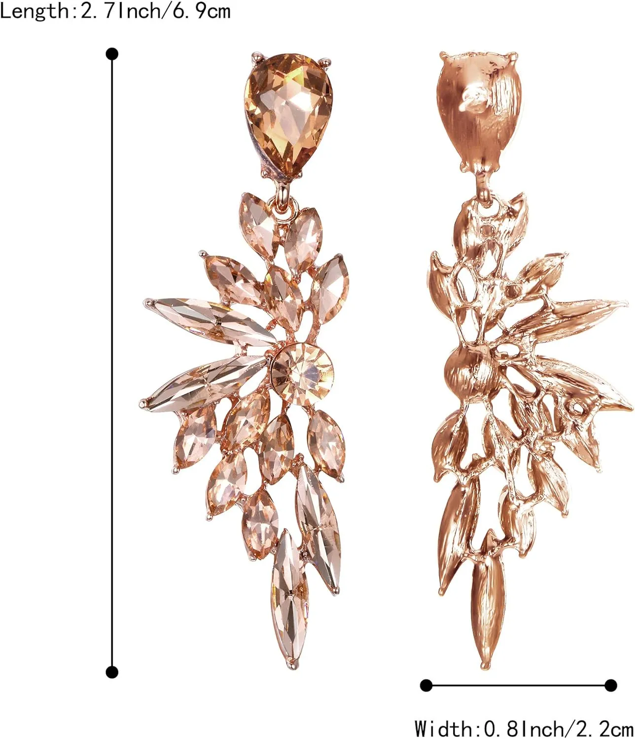 BriLove Women's Wedding Bridal Crystal Teardrop Multi Marquise Cluster Bling Dangle Earrings