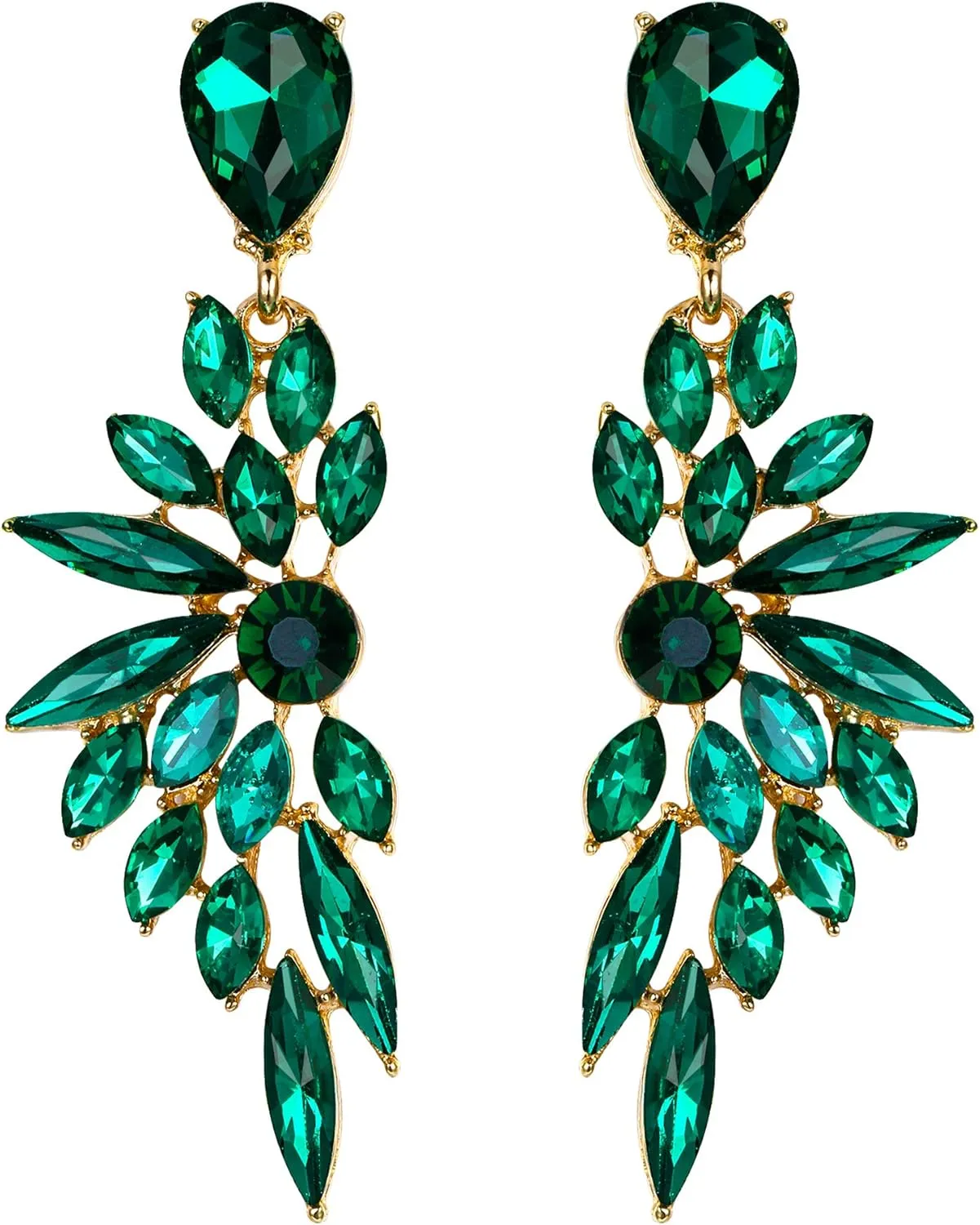 BriLove Women's Wedding Bridal Crystal Teardrop Multi Marquise Cluster Bling Dangle Earrings