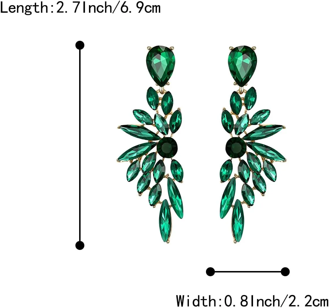BriLove Women's Wedding Bridal Crystal Teardrop Multi Marquise Cluster Bling Dangle Earrings