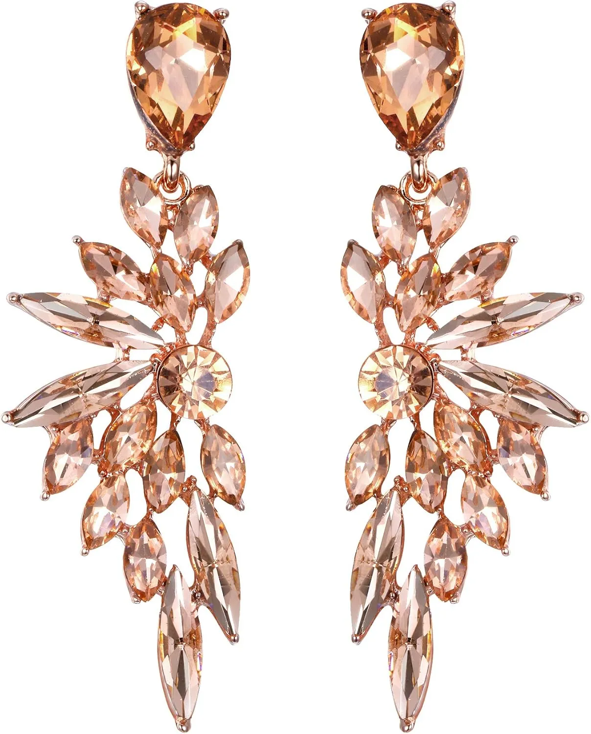 BriLove Women's Wedding Bridal Crystal Teardrop Multi Marquise Cluster Bling Dangle Earrings