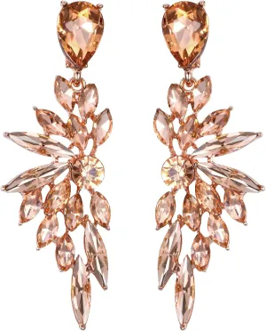 BriLove Women's Wedding Bridal Crystal Teardrop Multi Marquise Cluster Bling Dangle Earrings