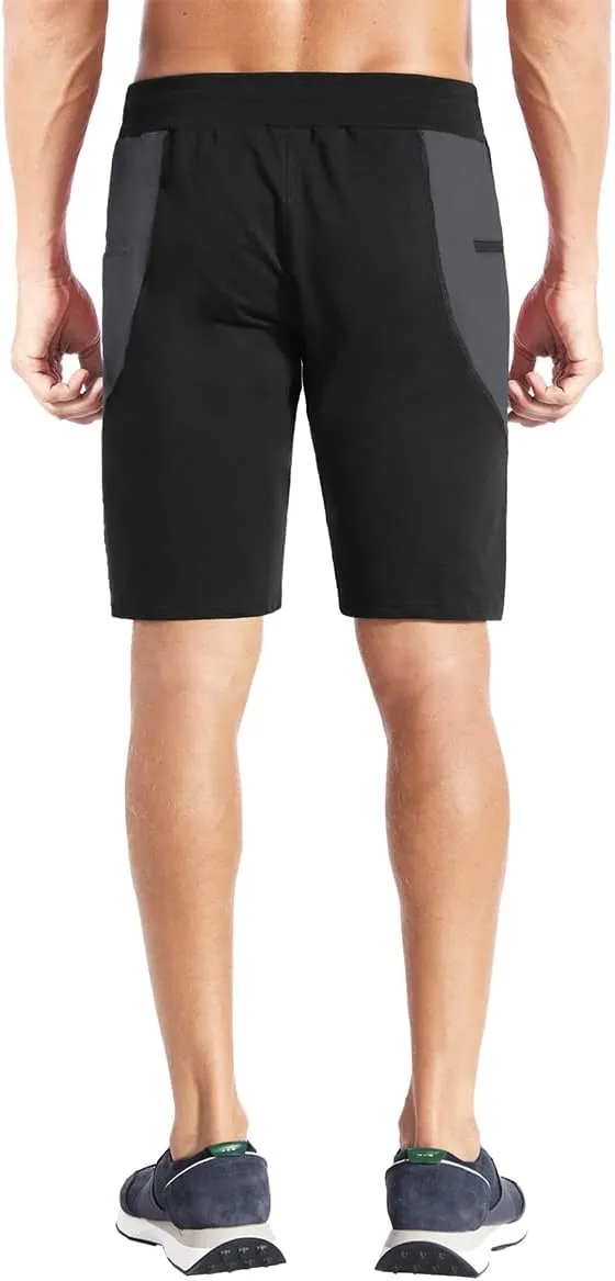 BROKIG Men's Sidelock Gym Workout Running Sport Shorts with Zipper Pockets