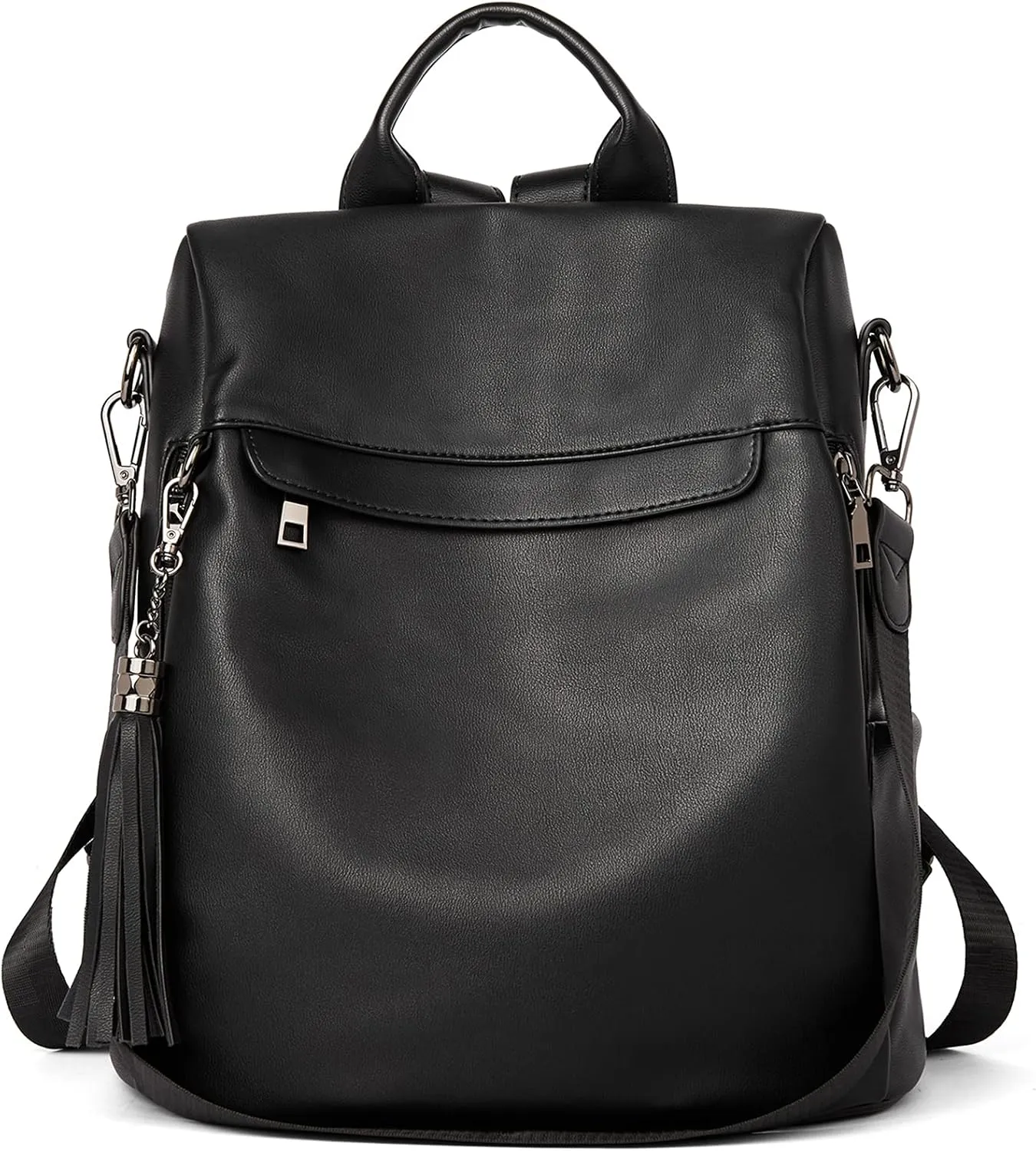 BROMEN Backpack Purse for Women Leather Anti Theft Travel Fashion Shoulder Bag Black