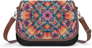 Brown Ginkgo Leaves Crossbody Bags for Women Travel Shoulder Bag Small Leather Cross Body Handbags