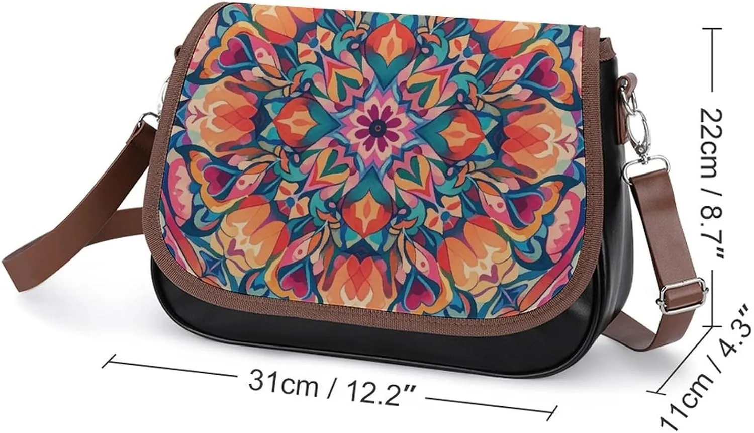 Brown Ginkgo Leaves Crossbody Bags for Women Travel Shoulder Bag Small Leather Cross Body Handbags